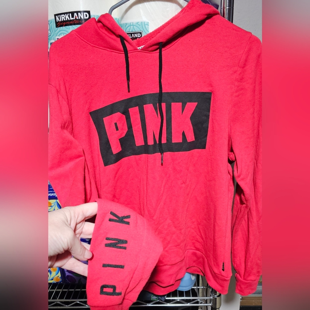 PINK Victoria's Secret Red Hoodie with Black Drawcord